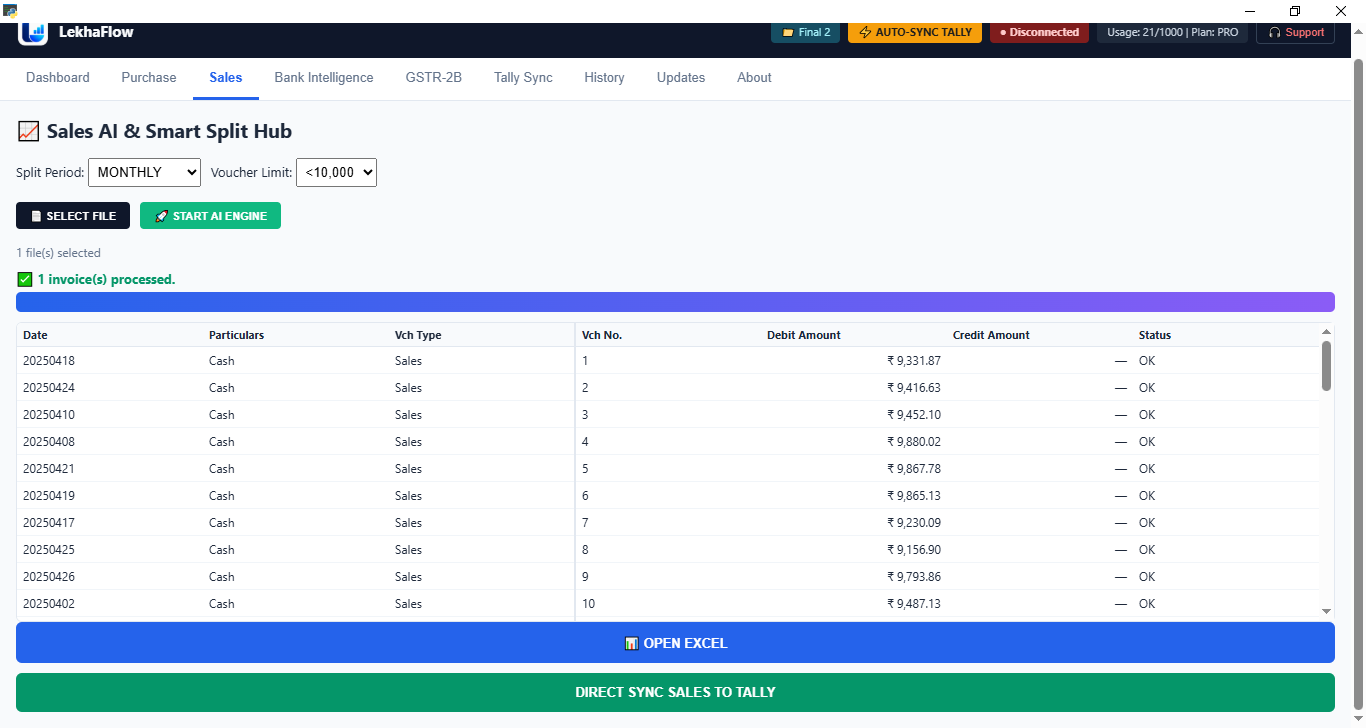 LekhaFlow Sales AI & Smart Split Hub real product interface
